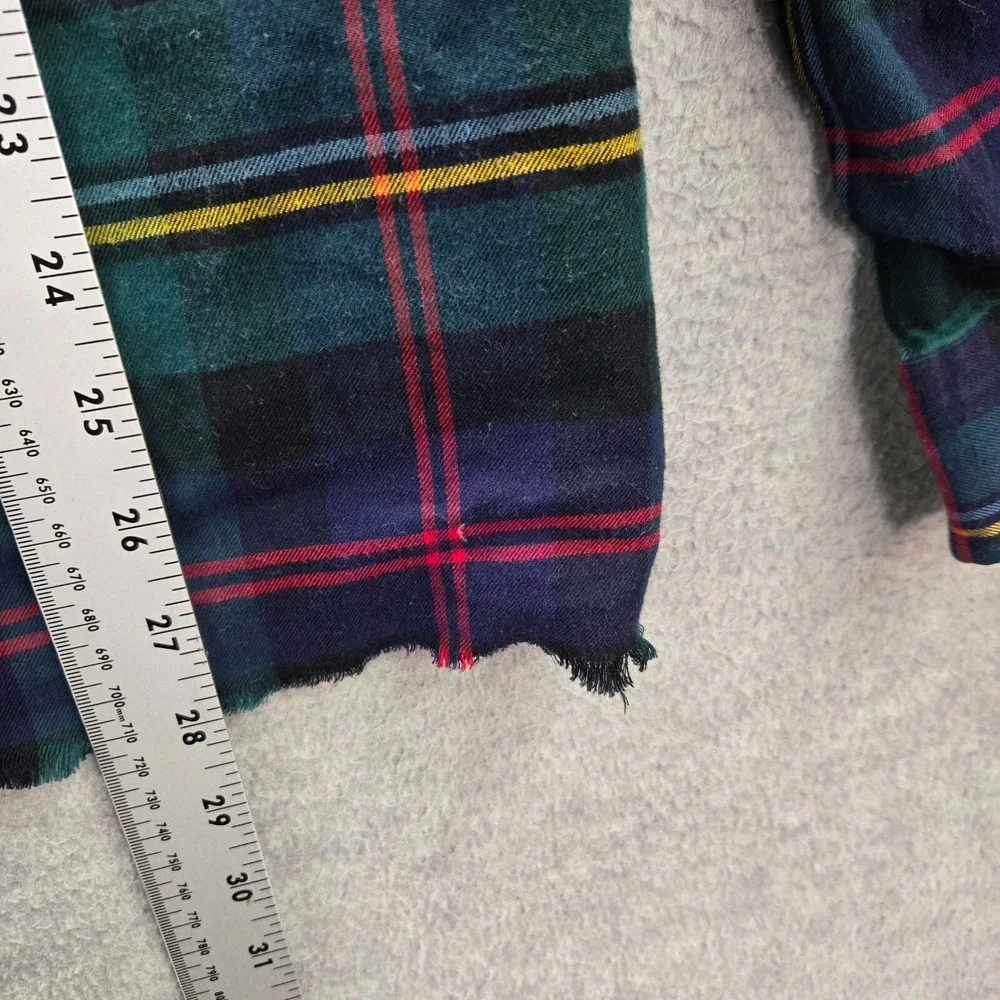 VINTAGE Polo Ralph Lauren Men Button Up Shirt XL Blue Plaid‎ Flannel Faux Suede